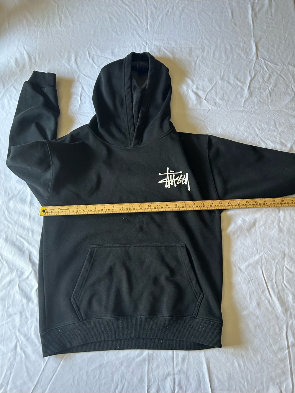 Stüssy Black Pullover Hoodie Large Logo Graphic Streetwear Size M - Picture 4 of 6
